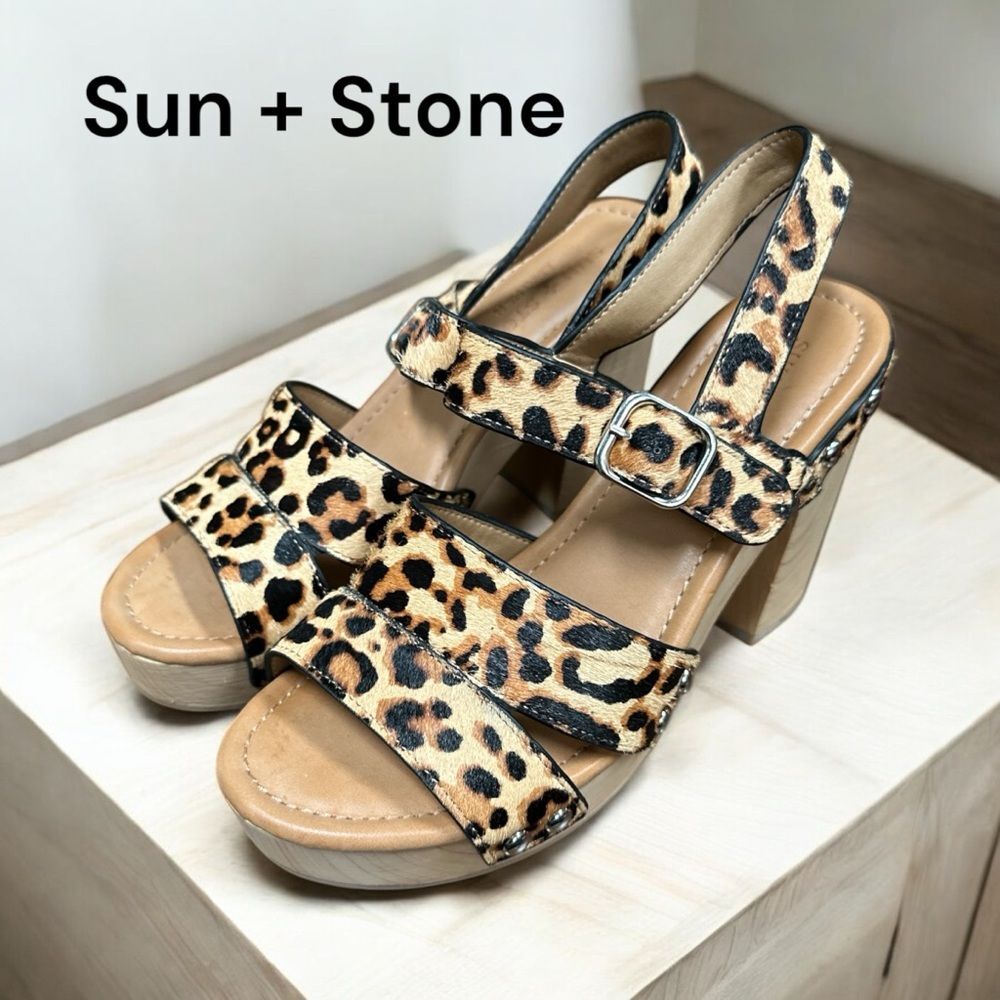 Sun + Stone Delilah Dress Sandals leopard print